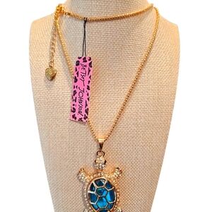 Betsey Johnson Gold and Blue Crystal Necklace